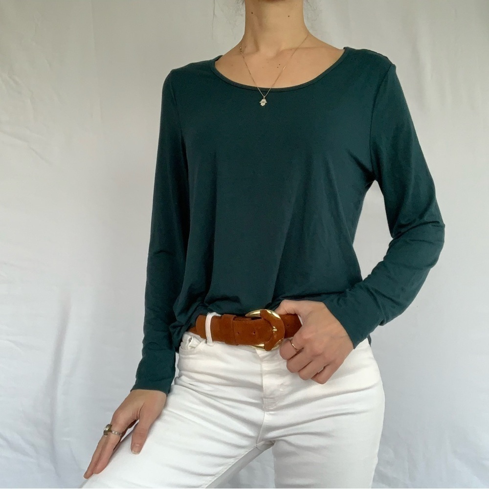 Soma green crew neck blouse long sleeves Size S